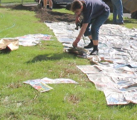Lay at least 8 sheet layers of newspaper 